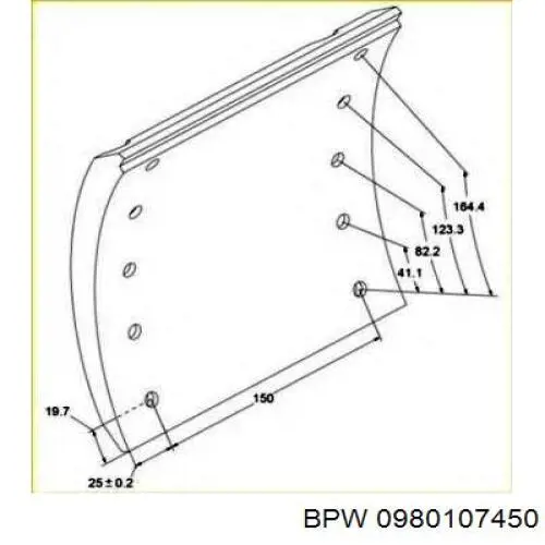 Накладка гальмівна задня (TRUCK) 0980107450 BPW