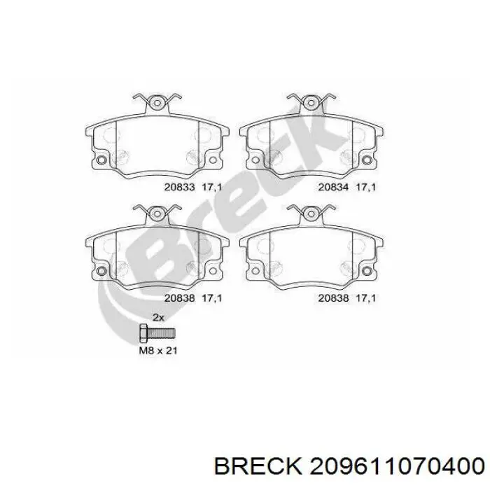 Задні гальмівні колодки Breck 209611070400 ціна, від 15.24 USD