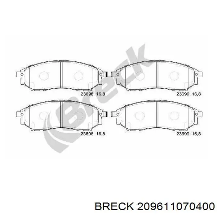 Купити 209611070400 Breck Задні колодки