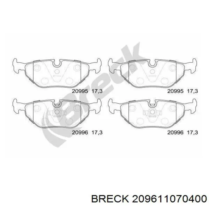 Задні гальмівні колодки 209611070400 Breck