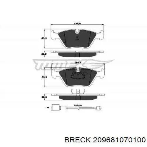Гальмівні колодки Breck 209681070100 ціна, від 27.19 USD