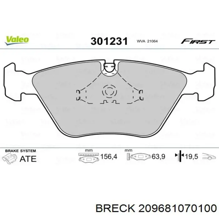 Тормозні колодки Breck 209681070100