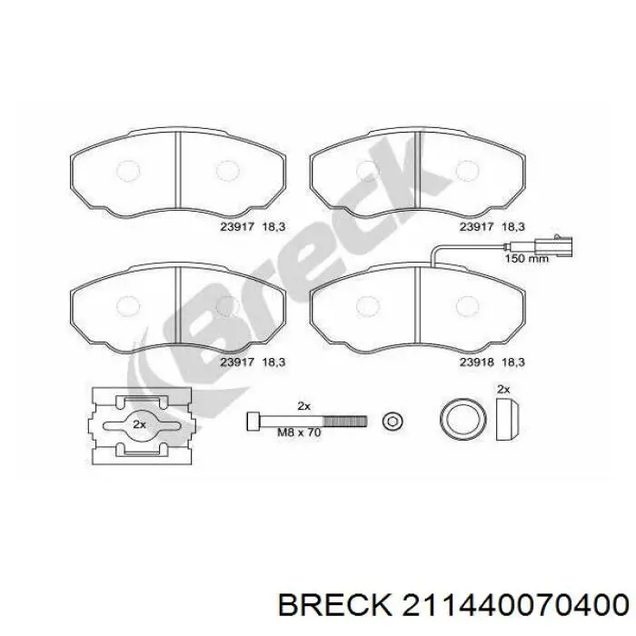 211440070400 Breck Колодки гальмівні задні, дискові
