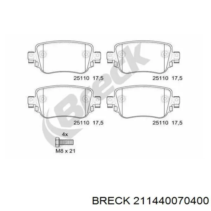 Задні гальмівні колодки 211440070400 Breck