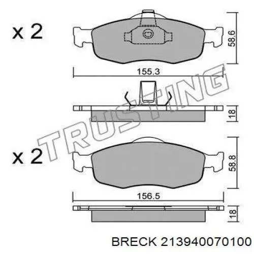 Передні тормозні колодки 213940070100 Breck