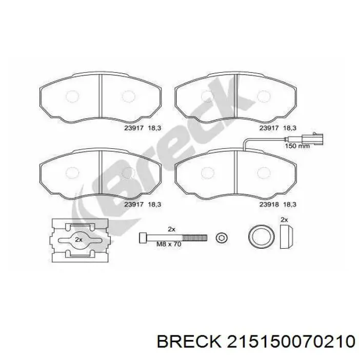 Купити 215150070210 Breck Колодки гальмівні передні, дискові