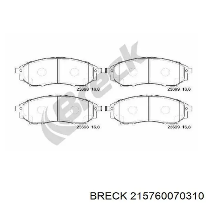Купити 215760070310 Breck Колодки гальмівні передні, дискові
