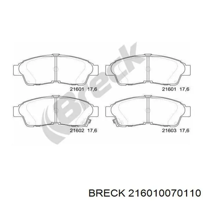 Передні тормозні колодки 216010070110 Breck