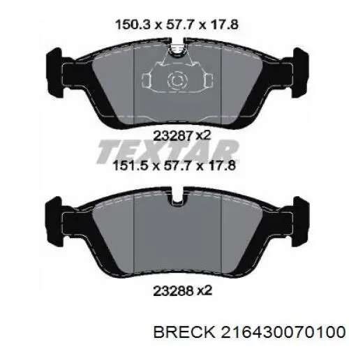 Купити 216430070100 Breck Колодки гальмівні передні, дискові