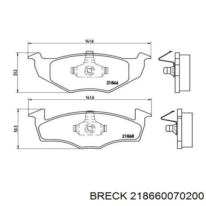 218660070200 Breck Передні гальмівні колодки