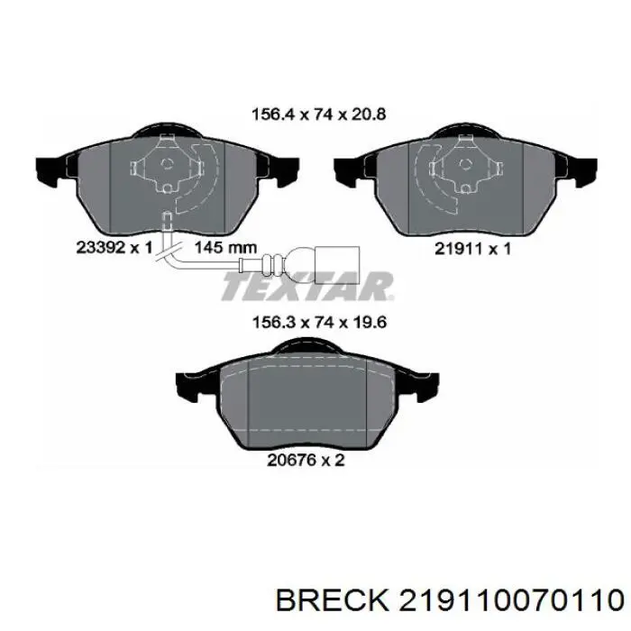 Тормозні колодки Breck 219110070110