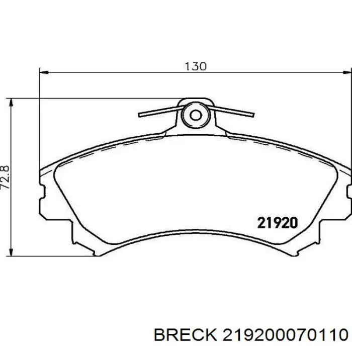 Передні тормозні колодки 219200070110 Breck