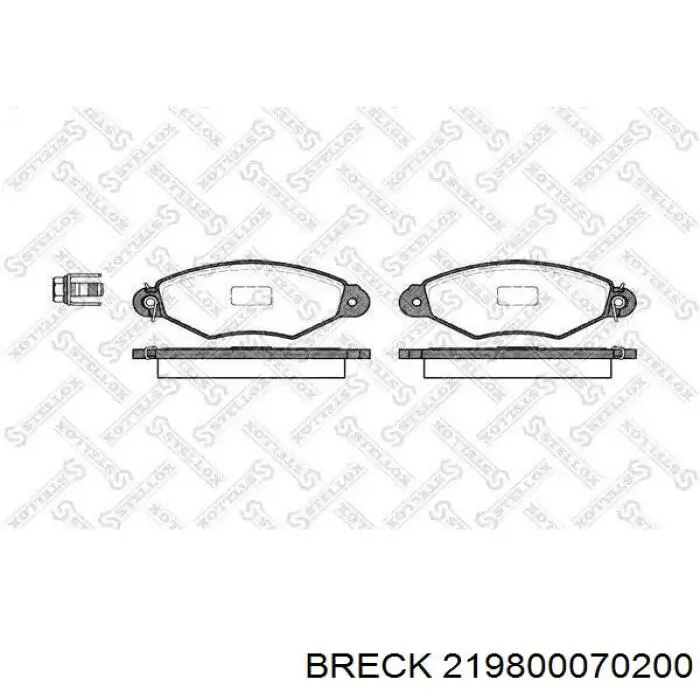 Передні тормозні колодки 219800070200 Breck