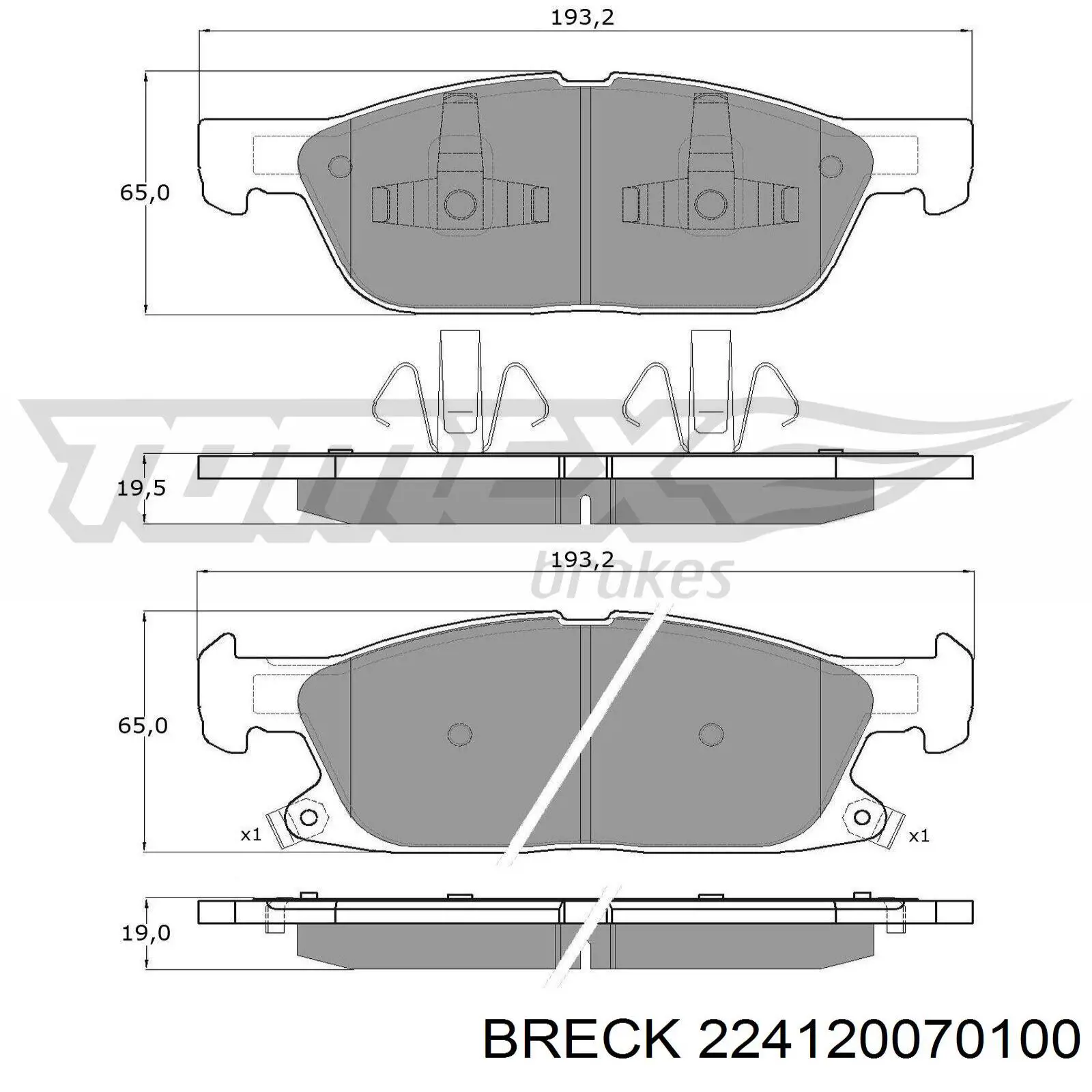 Колодки гальмівні передні, дискові 224120070100 Breck