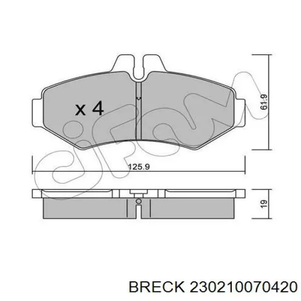 Задні гальмівні колодки 230210070420 Breck