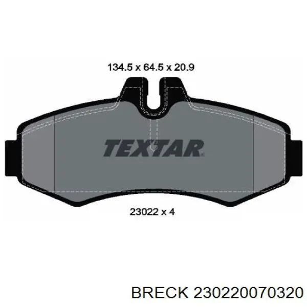 Передні тормозні колодки 230220070320 Breck