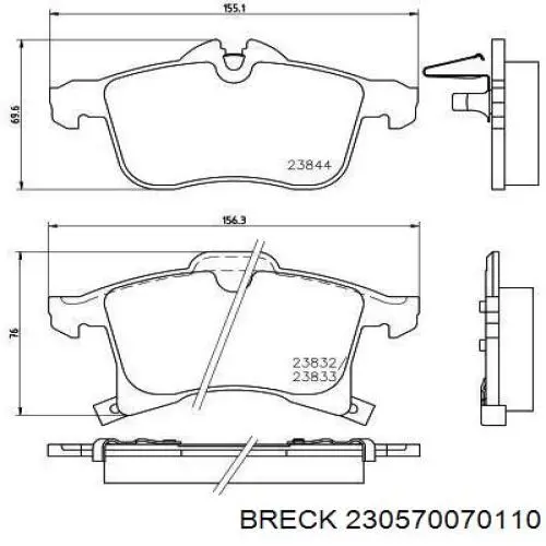 Гальмівні колодки Breck 230570070110 ціна, від 23.23 USD