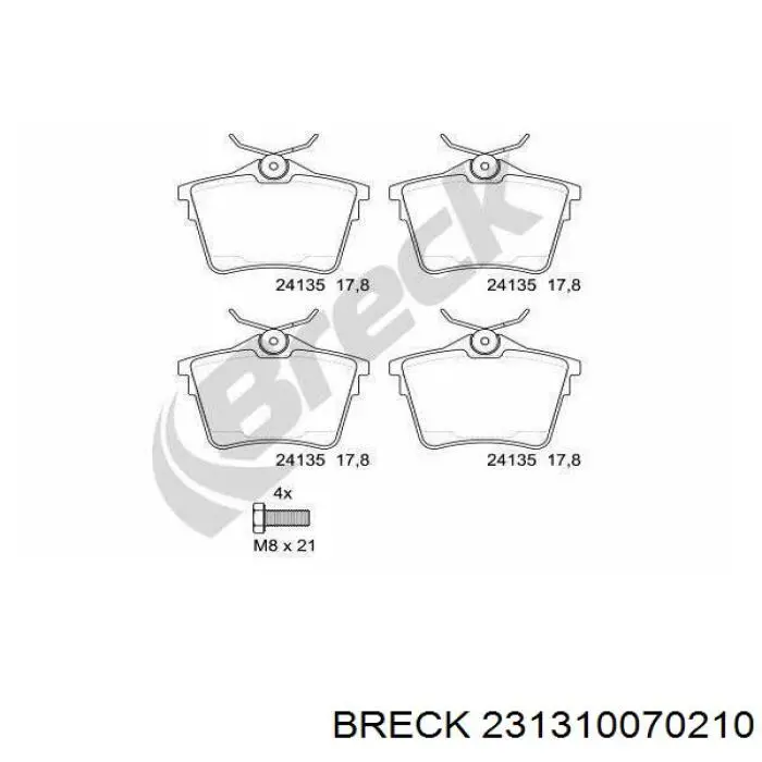 Купити 231310070210 Breck Колодки гальмівні передні, дискові