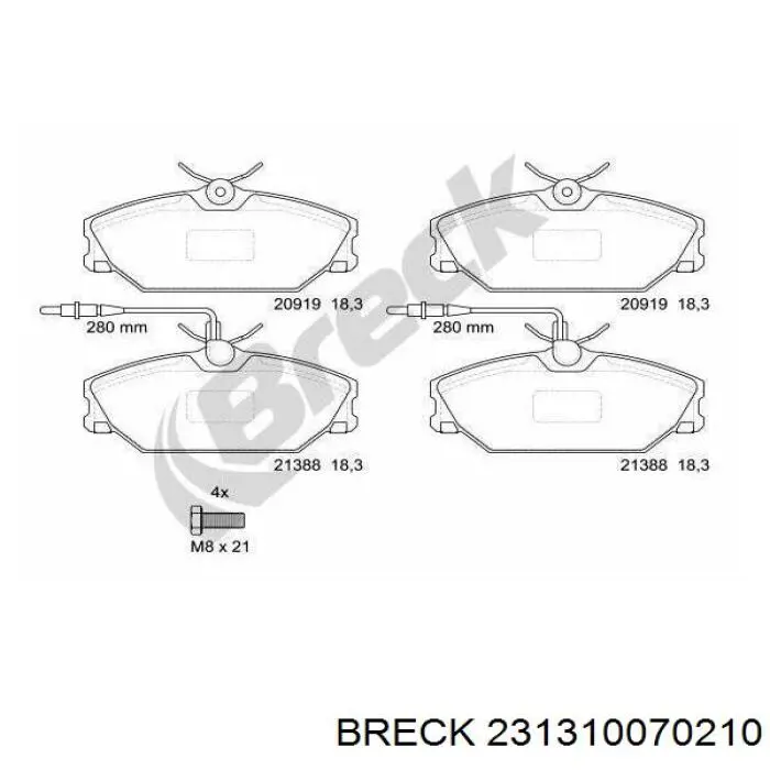 Передні тормозні колодки 231310070210 Breck
