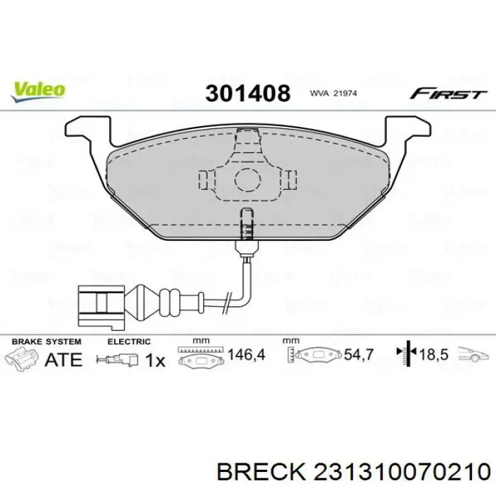 Тормозні колодки Breck 231310070210