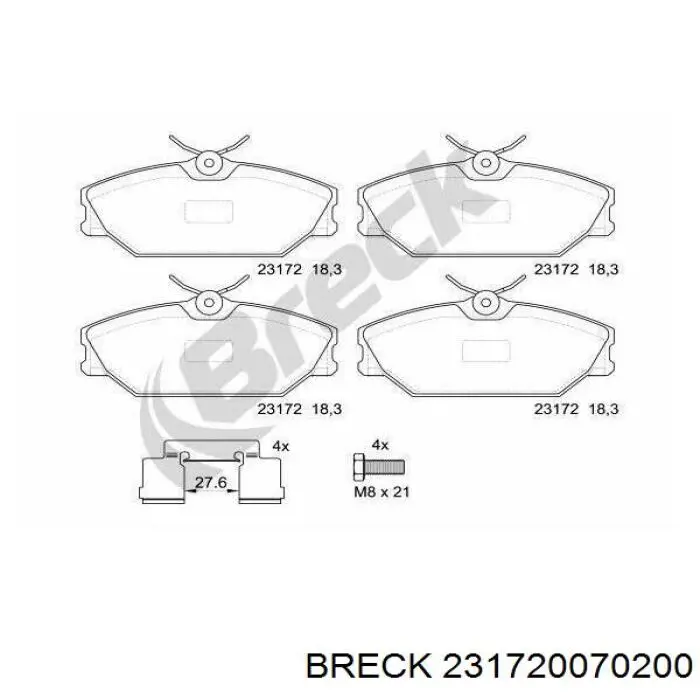 Купити 231720070200 Breck Колодки гальмівні передні, дискові