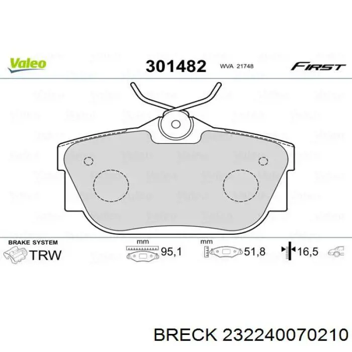 Задні дискові колодки Breck 232240070210