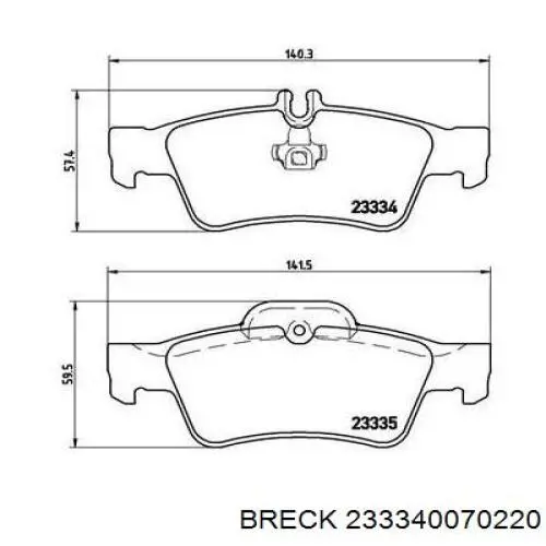 Купити 233340070220 Breck Задні колодки