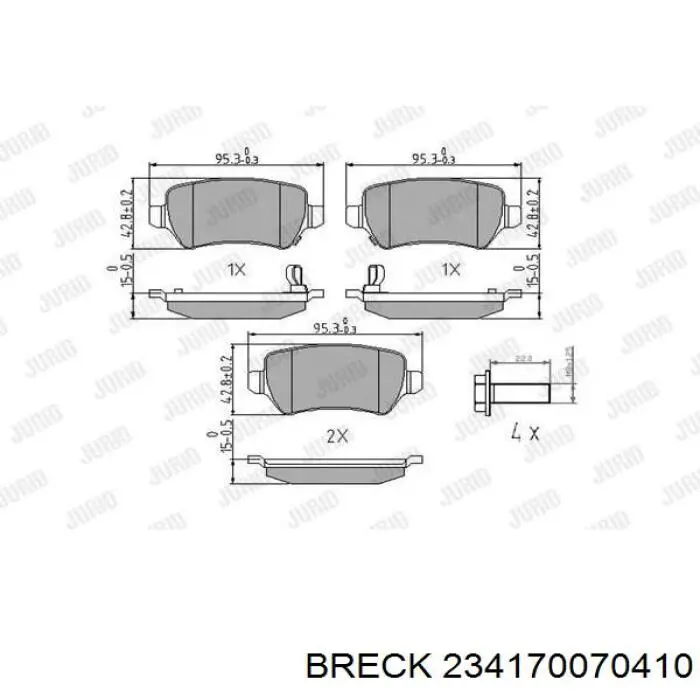 Задні гальмівні колодки 234170070410 Breck