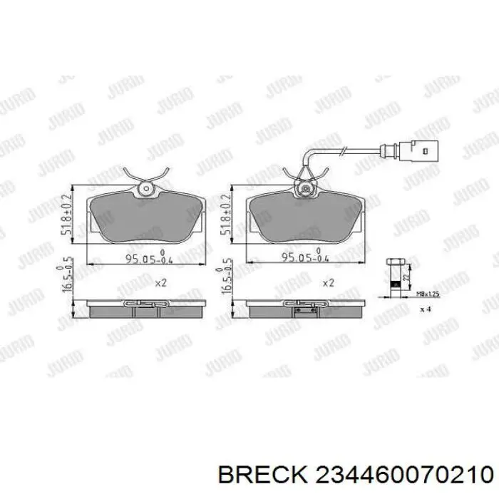Задні гальмівні колодки 234460070210 Breck