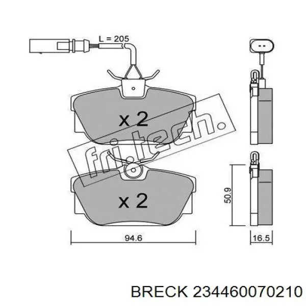 Задні дискові колодки Breck 234460070210