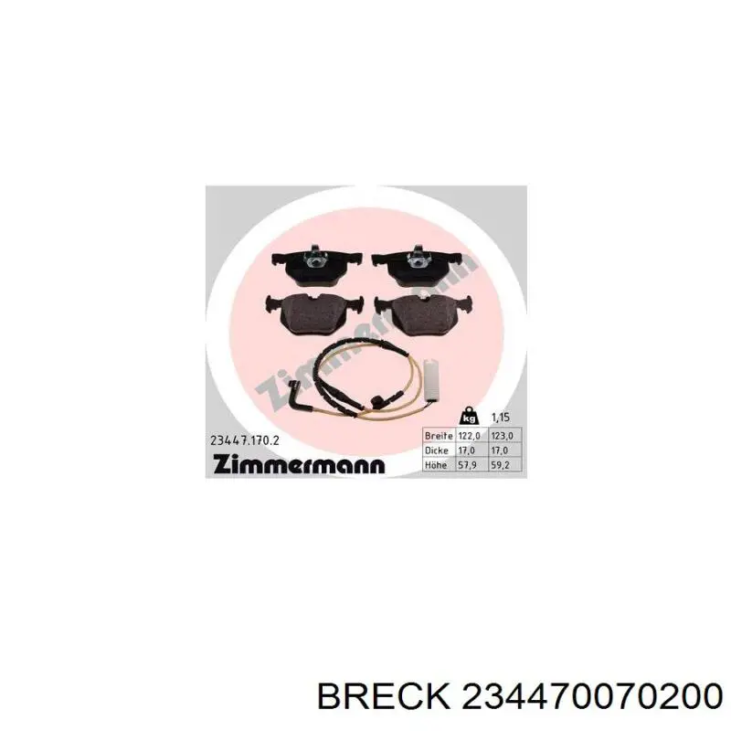 Задні гальмівні колодки 234470070200 Breck