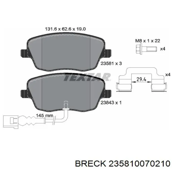 Тормозні колодки Breck 235810070210