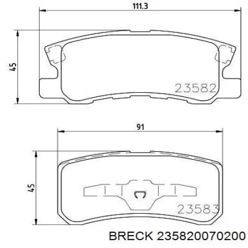 Задні дискові колодки Breck 235820070200