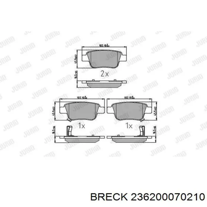 Задні гальмівні колодки Breck 236200070210 ціна, від 16.18 USD