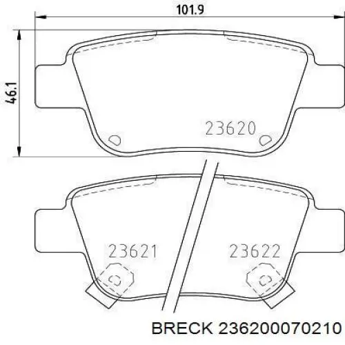 Задні дискові колодки Breck 236200070210