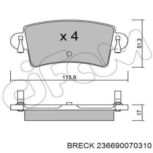 Задні гальмівні колодки 236690070310 Breck