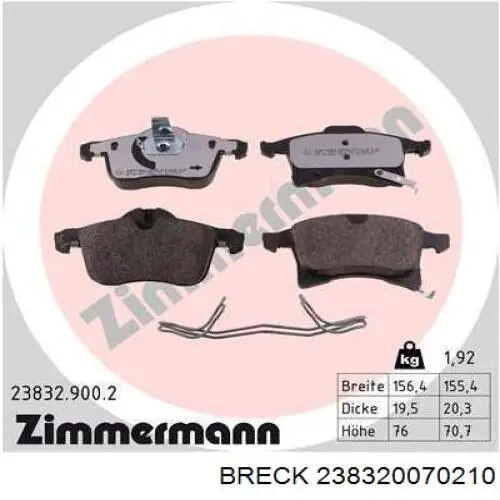 Гальмівні колодки Breck 238320070210 ціна, від 24.92 USD