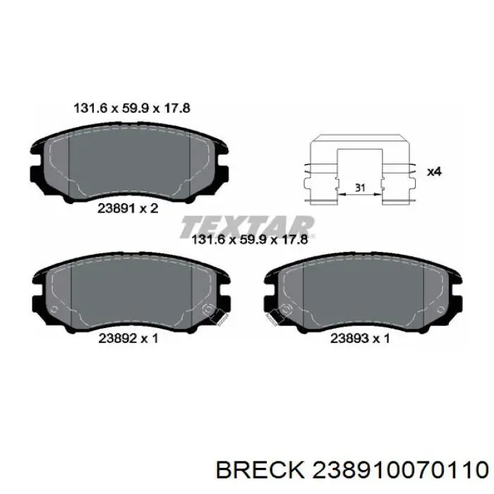 Тормозні колодки Breck 238910070110