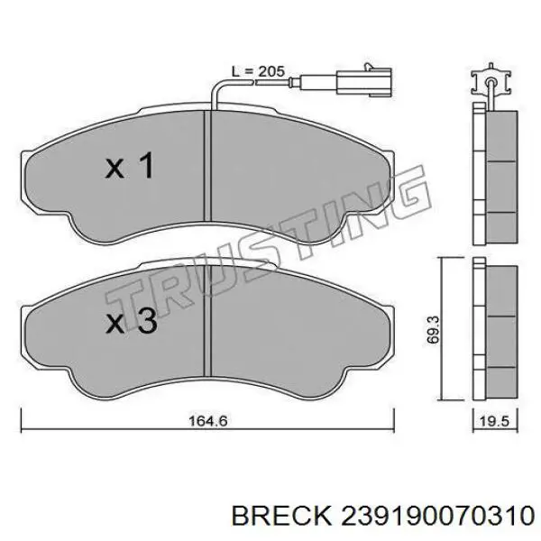 Передні тормозні колодки 239190070310 Breck
