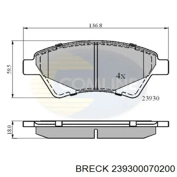 Купити 239300070200 Breck Колодки гальмівні передні, дискові