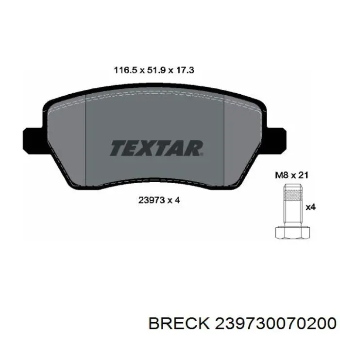Тормозні колодки Breck 239730070200