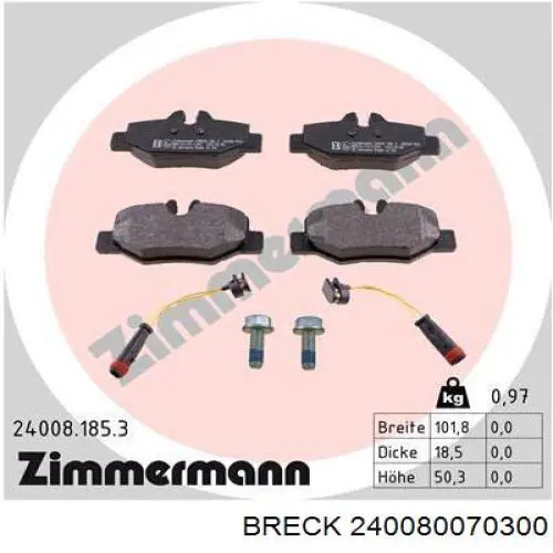 Задні гальмівні колодки Breck 240080070300 ціна, від 18.57 USD
