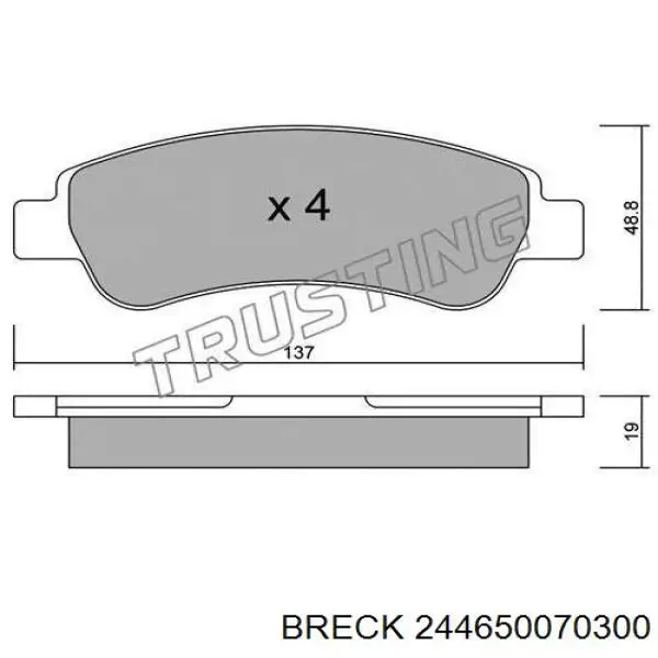 244650070300 Breck Колодки гальмівні задні, дискові