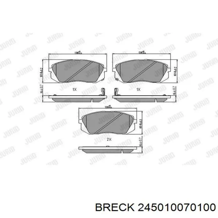 Гальмівні колодки Breck 245010070100 ціна, від 32.88 USD