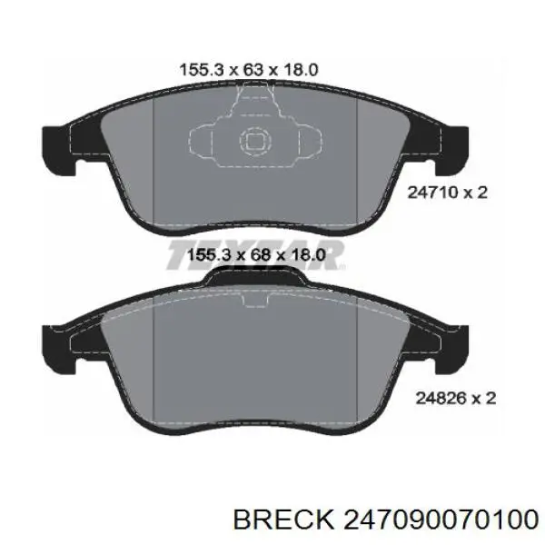 Передні тормозні колодки 247090070100 Breck