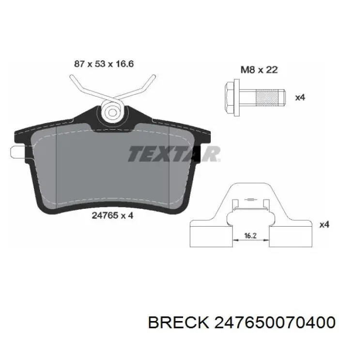 Задні дискові колодки Breck 247650070400