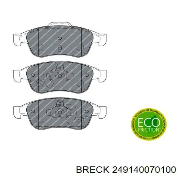 Купити 249140070100 Breck Колодки гальмівні передні, дискові