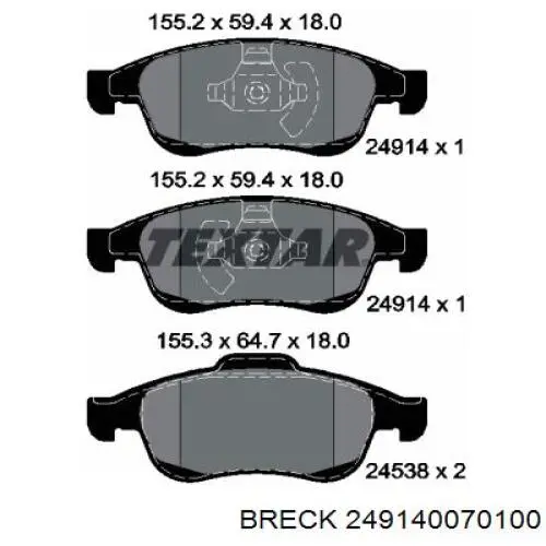 Тормозні колодки Breck 249140070100
