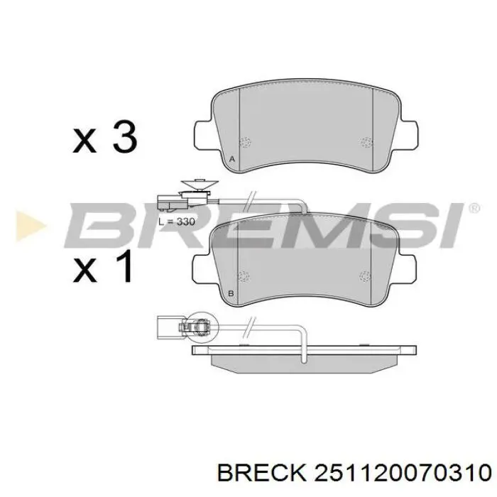 Купити 251120070310 Breck Задні колодки