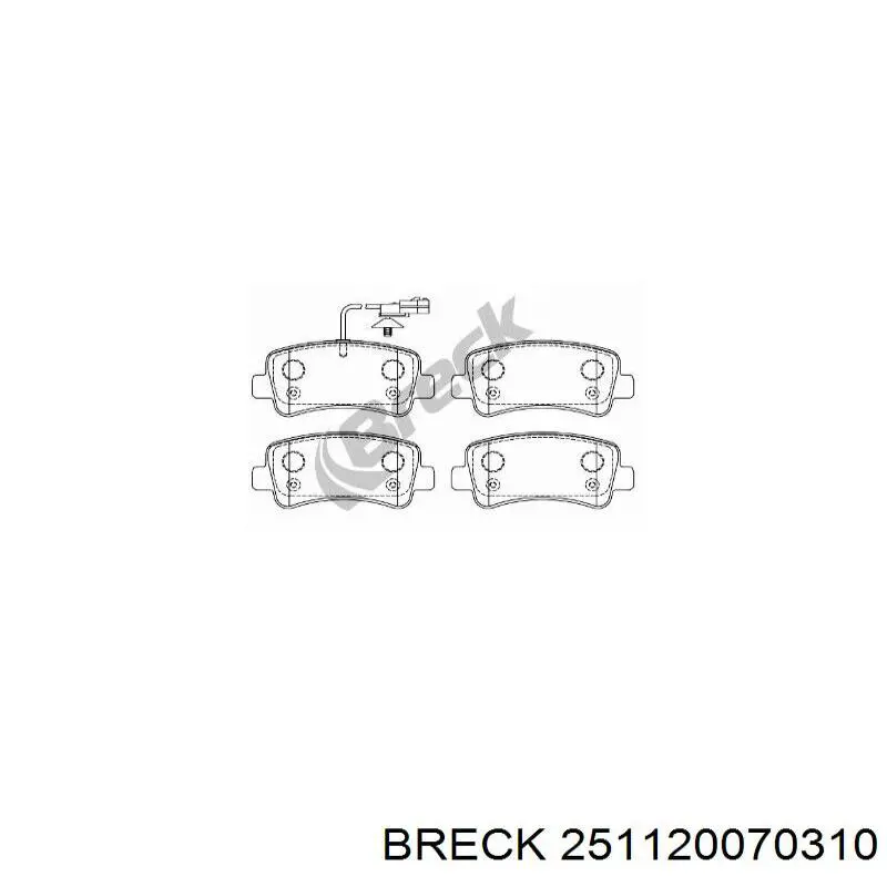 Задні гальмівні колодки Breck 251120070310 ціна, від 30.04 USD